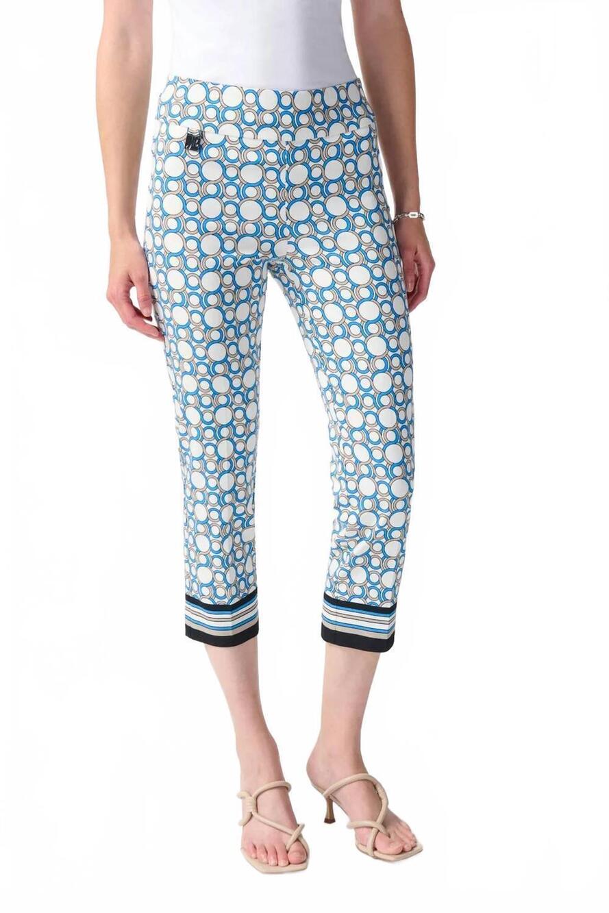 NEW JOSEPH RIBKOFF geometric print crop pants in vanilla multi